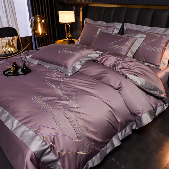 91家纺网 家纺一手货源 找家纺 瑞驰家纺 长绒棉绣花四件套-锦瑟 香芋紫