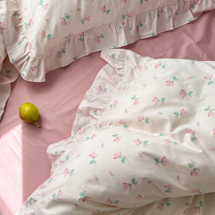 91家纺网 家纺一手货源 找家纺 棉生活 2025新款洛丽塔花边款全棉四件套 花乐礼