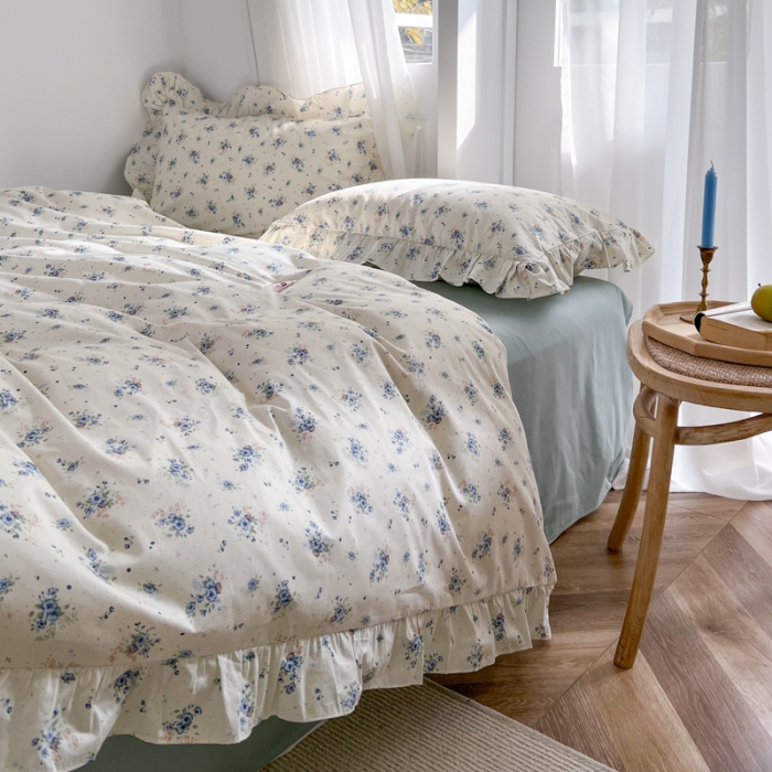 91家纺网 家纺一手货源 找家纺 棉生活 2025新款洛丽塔花边款全棉四件套 花舞悠然