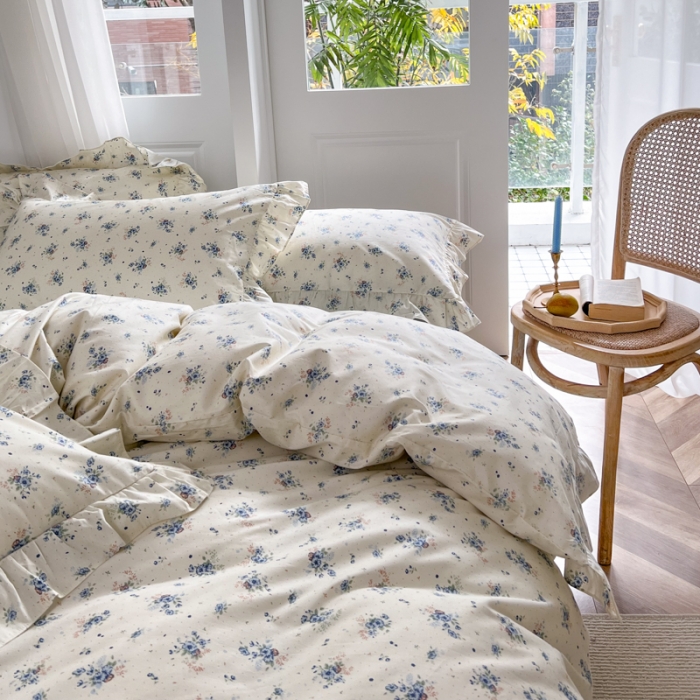 91家纺网 家纺一手货源 找家纺 棉生活 2025新款洛丽塔花边款全棉四件套 花舞悠然