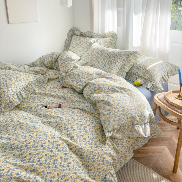 91家纺网 家纺一手货源 找家纺 棉生活 2025新款洛丽塔花边款全棉四件套 洛伊