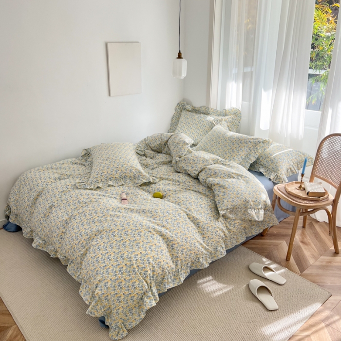 91家纺网 家纺一手货源 找家纺 棉生活 2025新款洛丽塔花边款全棉四件套 洛伊