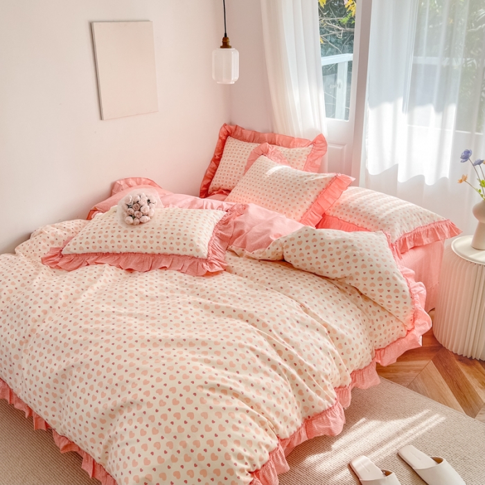 91家纺网 家纺一手货源 找家纺 棉生活 2025新款洛丽塔花边款全棉四件套 心愿