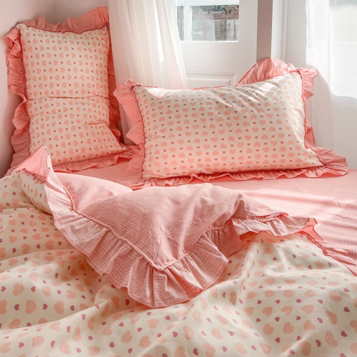 91家纺网 家纺一手货源 找家纺 棉生活 2025新款洛丽塔花边款全棉四件套 心愿