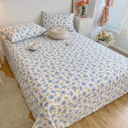 91家纺网 家纺一手货源 找家纺 麦伦2022新款全棉斜纹印花休闲轻奢单品床单 茶树花绿