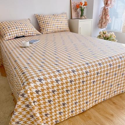 91家纺网 家纺一手货源 找家纺 麦伦2022新款全棉斜纹印花休闲轻奢单品床单 千鸟格