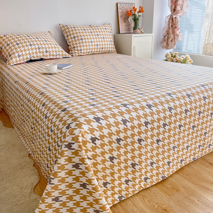 91家纺网 家纺一手货源 找家纺 麦伦2022新款全棉斜纹印花休闲轻奢单品床单 千鸟格