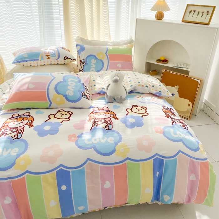 91家纺网 家纺一手货源 找家纺 优彩2022新款全棉13372印花单被套 彩虹女孩