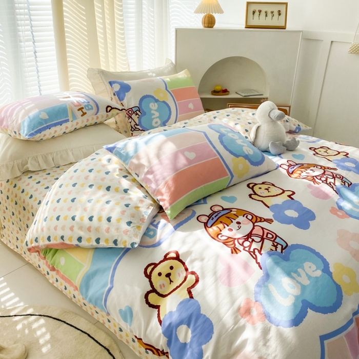 91家纺网 家纺一手货源 找家纺 优彩2022新款全棉13372印花单被套 彩虹女孩