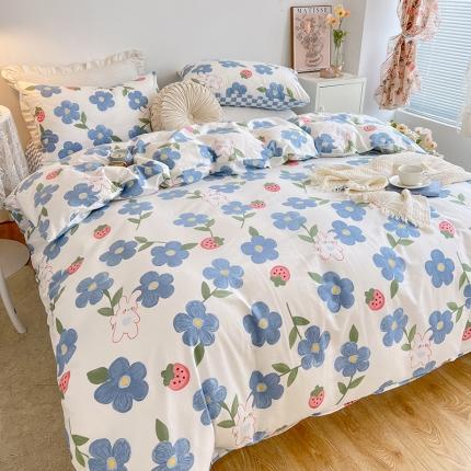 91家纺网 家纺一手货源 找家纺 麦伦春季新品全棉40S斜纹印花休闲轻奢单品被套 蓝色心情