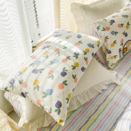 91家纺网 家纺一手货源 找家纺 优彩2022新款全棉13372印花单枕套 彩色桃桃