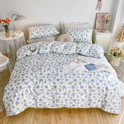 91家纺网 家纺一手货源 找家纺 麦伦 春季新品全棉40S斜纹印花休闲轻奢系列四件套 茶树花绿