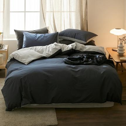 2022加厚60S水洗棉四件套 藏蓝-浅灰