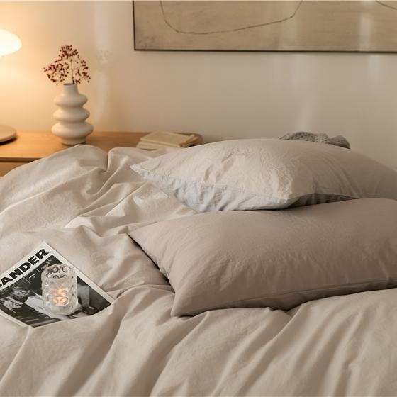 91家纺网 家纺一手货源 找家纺 2022加厚60S水洗棉四件套 古董灰-淡蓝灰