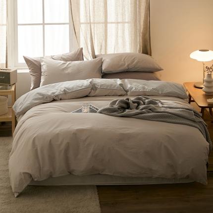 2022加厚60S水洗棉四件套 古董灰-淡蓝灰