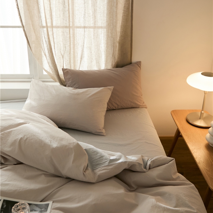 91家纺网 家纺一手货源 找家纺 2022加厚60S水洗棉四件套 古董灰-淡蓝灰