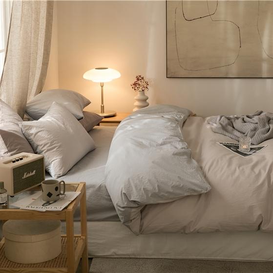 91家纺网 家纺一手货源 找家纺 2022加厚60S水洗棉四件套 古董灰-淡蓝灰