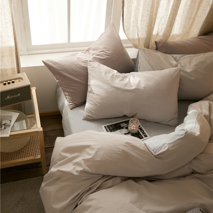 91家纺网 家纺一手货源 找家纺 2022加厚60S水洗棉四件套 古董灰-淡蓝灰