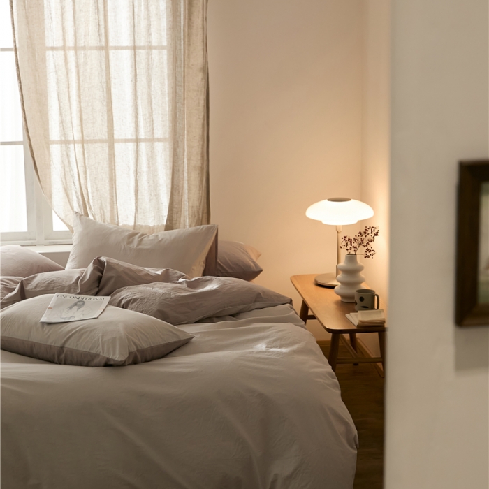 91家纺网 家纺一手货源 找家纺 2022加厚60S水洗棉四件套 古董灰-燕麦灰