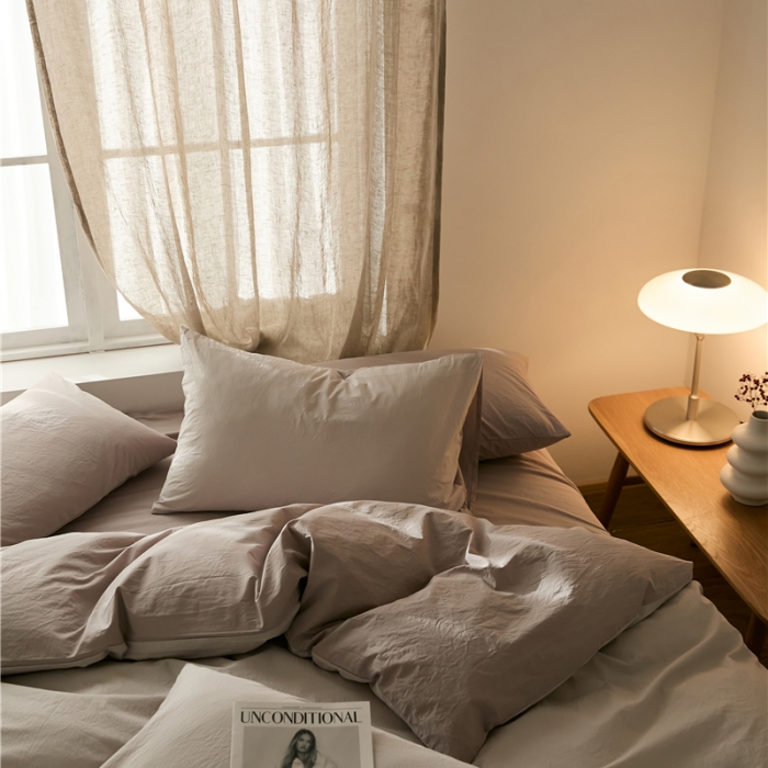 91家纺网 家纺一手货源 找家纺 2022加厚60S水洗棉四件套 古董灰-燕麦灰