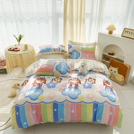 91家纺网 家纺一手货源 找家纺 （总）优彩 2022新款全棉13372印花四件套纯棉三件套