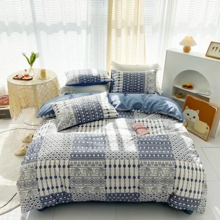 91家纺网 家纺一手货源 找家纺 （总）优彩 2022新款全棉13372印花四件套纯棉三件套