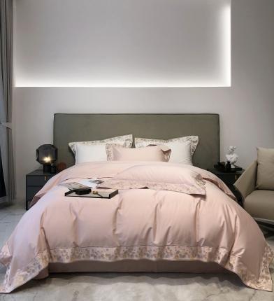 91家纺网 家纺一手货源 找家纺 太古汇 2022新款长绒棉高定绣花四件套 玉色