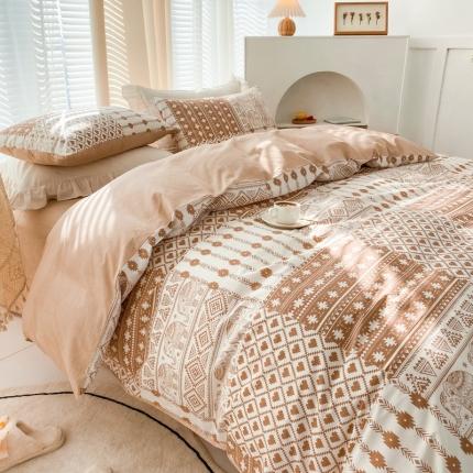 优彩2022新款全棉13372印花单被套 印象咖