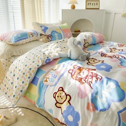 优彩2022新款全棉13372印花单被套 彩虹女孩