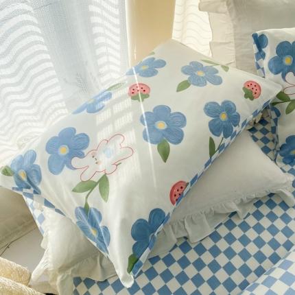 91家纺网 家纺一手货源 找家纺 优彩 2022新款全棉13372印花单枕套 蓝花兔