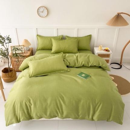 91家纺网 家纺一手货源 找家纺 佑泽家纺 2025活性印花芦荟棉四件套 简约时尚-绿