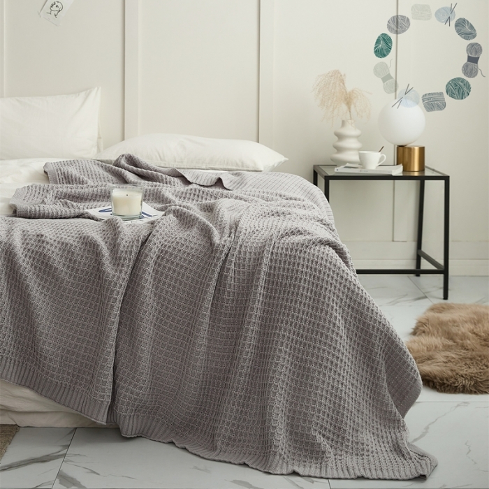 91家纺网 家纺一手货源 找家纺 新品上架针织毯毯子盖毯软装搭毯雅思 雅思银灰