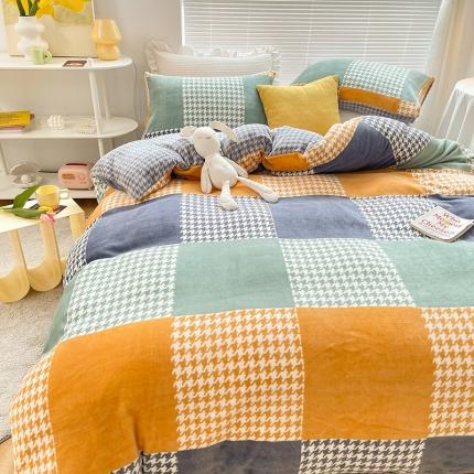 91家纺网 家纺一手货源 找家纺 （总）安哆啦 2021新款220g牛奶绒简约款四件套