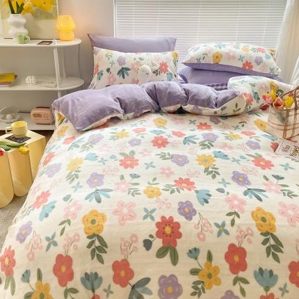 91家纺网 家纺一手货源 找家纺 （总）安哆啦 2021新款220g牛奶绒简约款四件套