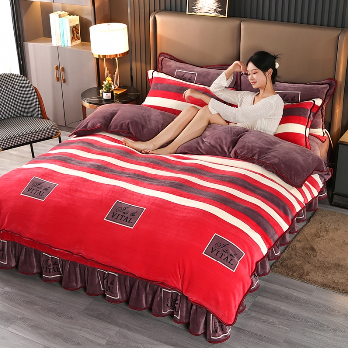 91家纺网 家纺一手货源 找家纺 梦莱情2023新款8.5斤牛奶绒四件套日产12000套卡洛琳