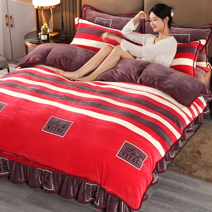 91家纺网 家纺一手货源 找家纺 梦莱情2023新款8.5斤牛奶绒四件套日产12000套卡洛琳