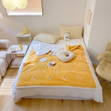 91家纺网 家纺一手货源 找家纺 尺素 2022新款ins韩国设计师毛毯 彩虹