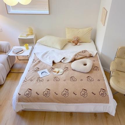 91家纺网 家纺一手货源 找家纺 尺素 2022新款ins韩国设计师毛毯 小熊