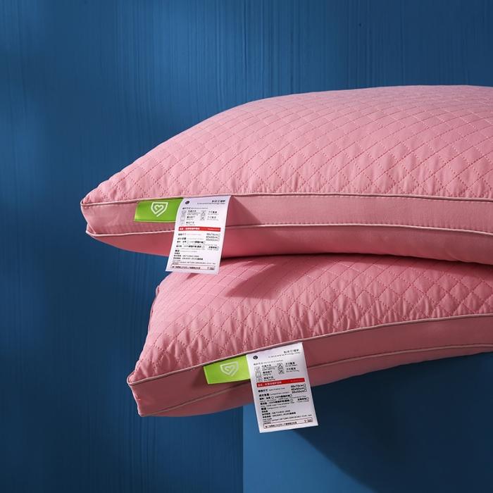 91家纺网 家纺一手货源 找家纺 2022新款加厚磨毛艾草羽丝绒枕头绗缝刺绣护颈单人安睡枕芯