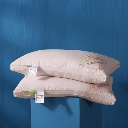 91家纺网 家纺一手货源 找家纺 2022新款加厚磨毛艾草羽丝绒枕头绗缝刺绣护颈单人安睡枕芯
