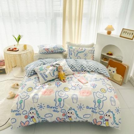 91家纺网 家纺一手货源 找家纺 （总）优彩 2022新款全棉13372印花四件套纯棉三件套