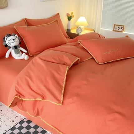 91家纺网 家纺一手货源 找家纺 莱登卡奴2022新款全棉水洗棉贝壳刺绣四件套-实拍图 山茶红