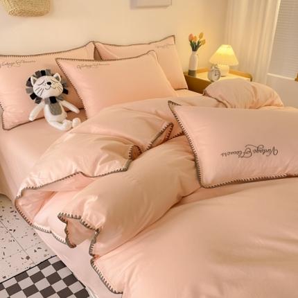 91家纺网 家纺一手货源 找家纺 莱登卡奴2022新款全棉水洗棉贝壳刺绣四件套-实拍图 香叶粉