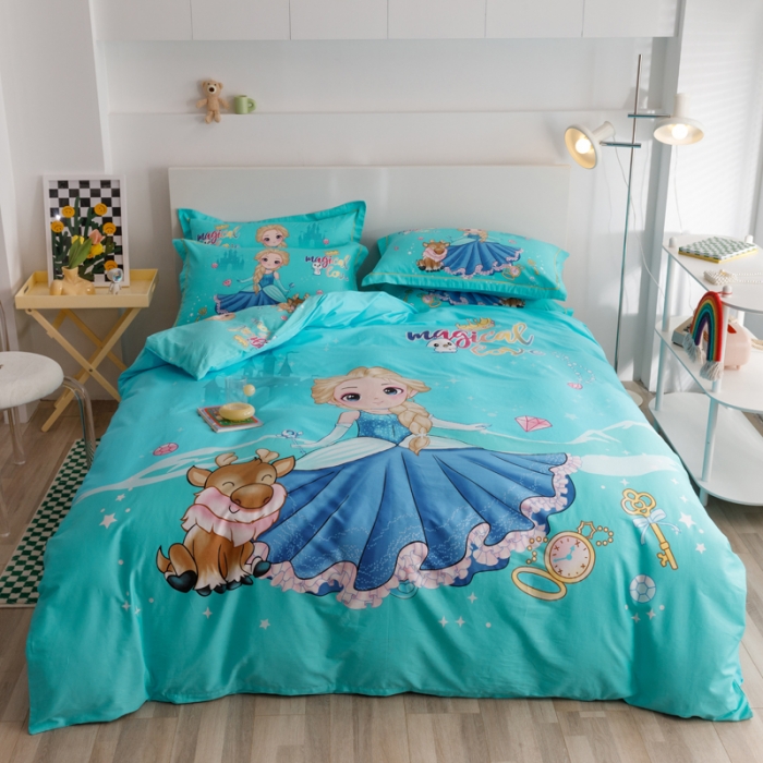 91家纺网 家纺一手货源 找家纺 金爱家 2023新款大版纯棉卡通四件套 莉莉公主