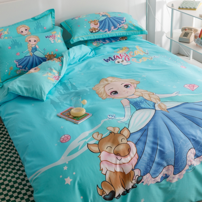 91家纺网 家纺一手货源 找家纺 金爱家 2023新款大版纯棉卡通四件套 莉莉公主