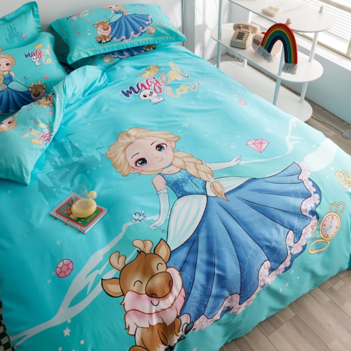 91家纺网 家纺一手货源 找家纺 金爱家 2023新款大版纯棉卡通四件套 莉莉公主