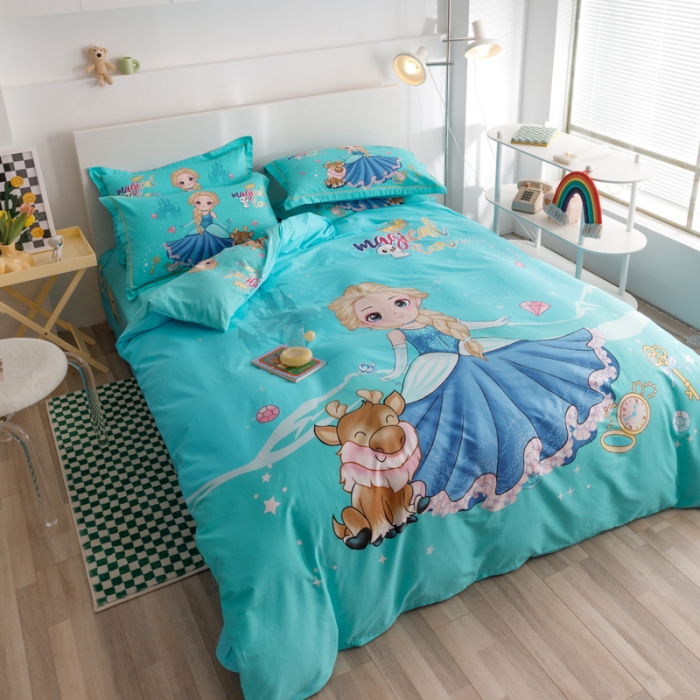 91家纺网 家纺一手货源 找家纺 金爱家 2023新款大版纯棉卡通四件套 莉莉公主