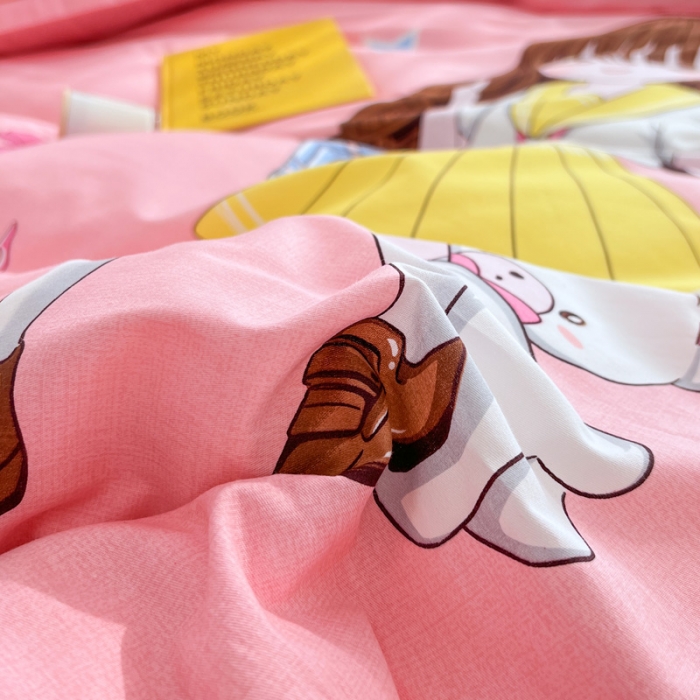 91家纺网 家纺一手货源 找家纺 金爱家 2023新款大版纯棉卡通四件套 梦幻彩虹