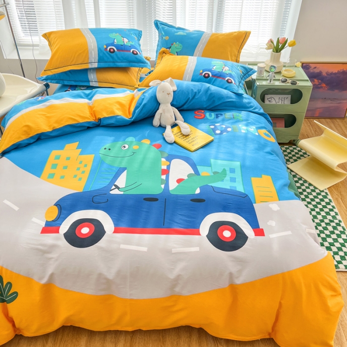 91家纺网 家纺一手货源 找家纺 金爱家 2023新款大版纯棉卡通四件套 牧恩游记