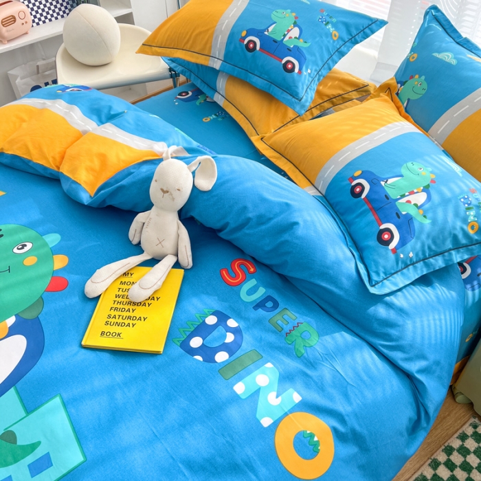 91家纺网 家纺一手货源 找家纺 金爱家 2023新款大版纯棉卡通四件套 牧恩游记